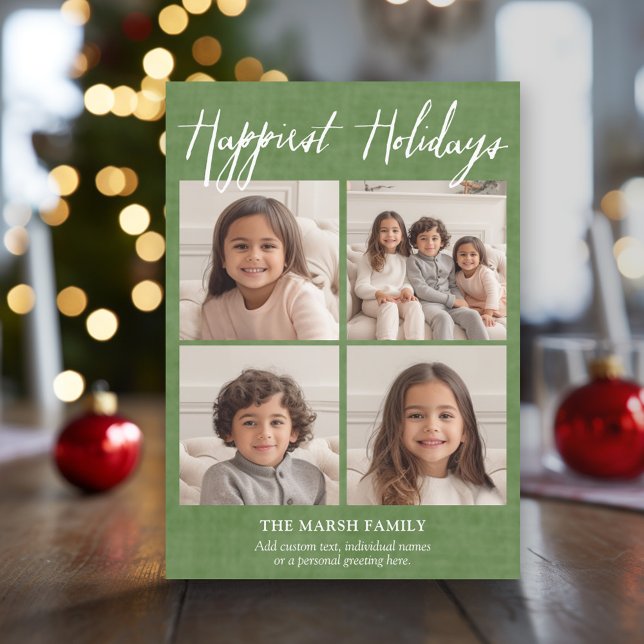 4 Photo Instagram Collage - Happiest Holidays Holiday Card (Modern Christmas Photo Greeting Card)