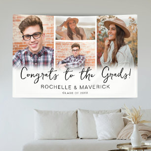4 Photo Joint Graduation Party Banner