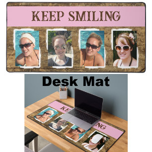 4 photo keep smiling brown pink desk mat