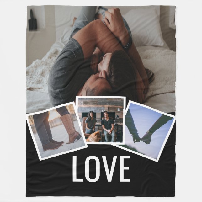 4 Photo Love Personalised Fleece Blanket (Front)