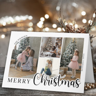4 photo Merry Christmas Bold Script Photo Card