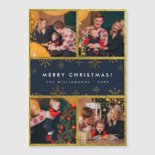 4 Photo Merry Christmas Festive Gold Foil & Snow