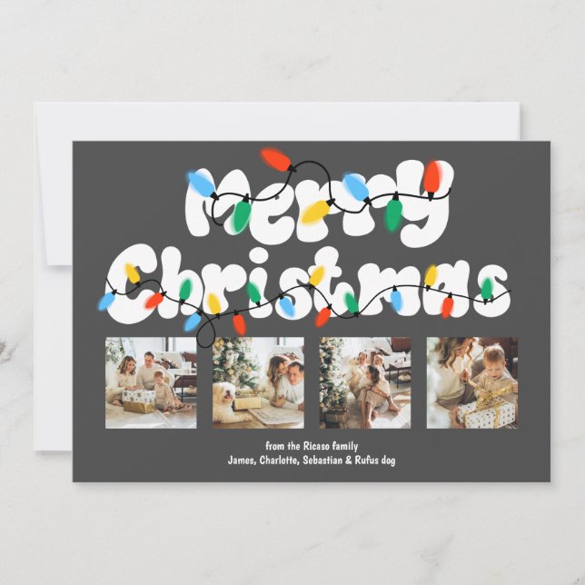 4 Photo Merry Christmas Holiday Lights (Front)