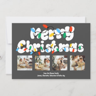 4 Photo Merry Christmas Holiday Lights Card