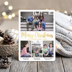 4 Photo Merry Christmas Modern Script Calligraphy