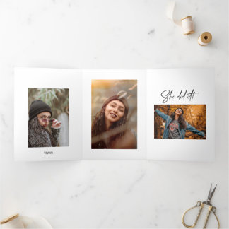 4 Photo Minimal Trifold Graduation  Card
