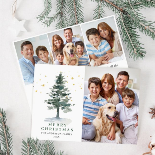 4 PHOTO Minimalist Christmas Tree Greeting Holiday Card (Creator Uploaded)