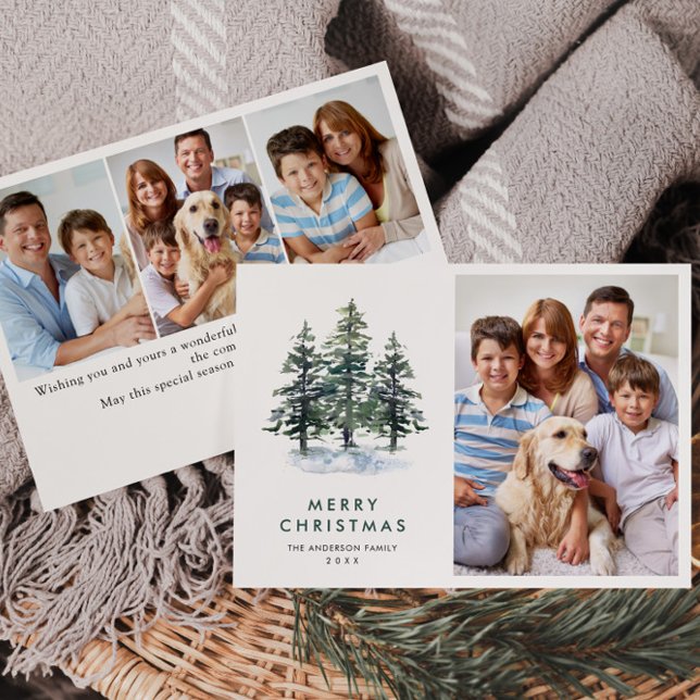 4 PHOTO Minimalist Christmas Tree Greeting Holiday Card (Creator Uploaded)