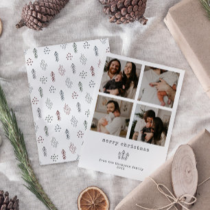 4 Photo Minimalist Merry Christmas Holiday Card