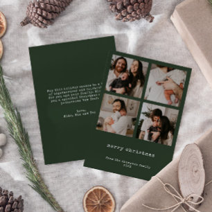 4 Photo Minimalist Merry Christmas  Holiday Card