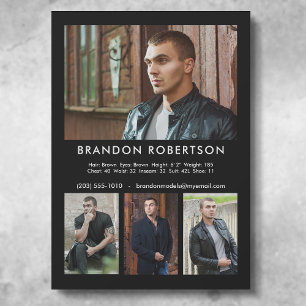 4 Photo Model Actor 5x7 Comp/Zed Card Template