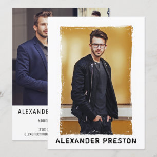 4 Photo Model Actor Comp Card Grunge 5.5x7.5