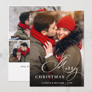 4 PHOTO Modern Merry Christmas Greeting Holiday Card