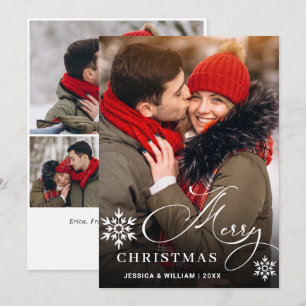4 PHOTO Modern Merry Christmas Greeting Holiday Card