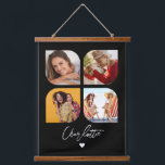 4 Photo Modern Trendy Simple Personalised Name Hanging Tapestry<br><div class="desc">4 Photo Modern Trendy Simple Heart Personalised Name Hanging Tapestry features four of your favourite photos with your personalised name in elegant white calligraphy script accented with a love heart. Personalise by editing the text in the text box provided. Perfect for birthday, Christmas, Mother's Day, baby showers, bridal showers, mum,...</div>