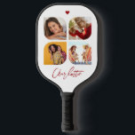 4 Photo Modern Trendy Simple Personalised Name Pickleball Paddle<br><div class="desc">4 Photo Modern Trendy Simple Heart Personalised Name Pickleball Paddle features four of your favourite photos with your personalised name in elegant red calligraphy script accented with a love heart. Personalise by editing the text in the text box provided. Perfect for birthday, Christmas, Mother's Day, baby showers, bridal showers, mum,...</div>