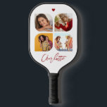 4 Photo Modern Trendy Simple Personalised Name Pickleball Paddle<br><div class="desc">4 Photo Modern Trendy Simple Heart Personalised Name Pickleball Paddle features four of your favourite photos with your personalised name in elegant red calligraphy script accented with a love heart. Personalise by editing the text in the text box provided. Perfect for birthday, Christmas, Mother's Day, baby showers, bridal showers, mum,...</div>