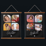 4 Photo Modern Trendy Simple Personalised Names Hanging Tapestry<br><div class="desc">4 Photo Modern Trendy Simple Heart Personalised Name Hanging Tapestry features four of your favourite photos with your personalised name in elegant white calligraphy script accented with a love heart. Personalise by editing the text in the text box provided. Perfect for birthday, Christmas, Mother's Day, baby showers, bridal showers, mum,...</div>