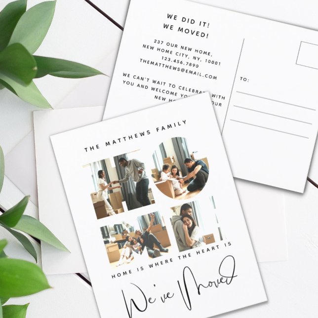 4 Photo New Home Change of Address Announcement Postcard (Creator Uploaded)