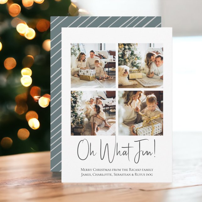 4 Photo oh What Fun Christmas template (4 Photo oh What Fun Christmas template flat cards from Ricaso. Add own photograhs and text)