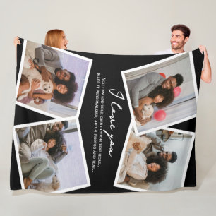 4 Photo Personalised and Text Template Fleece Blanket