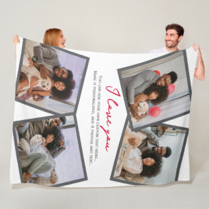 4 Photo Personalised and Text Template Fleece Blanket