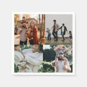  4 Photo Personalised Custom Collage Napkin