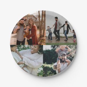 4 Photo Personalised Custom Collage Paper Plate