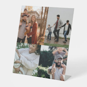 4 Photo Personalised Custom Collage Pedestal Sign