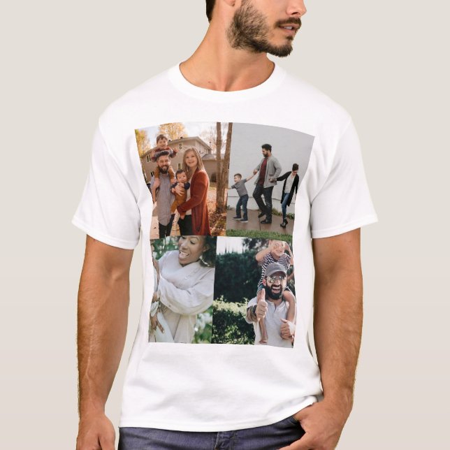  4 Photo Personalised Custom Collage T-Shirt (Front)
