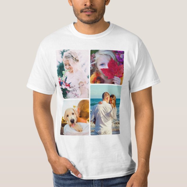 4 Photo Rounded Template T-Shirt (Front)