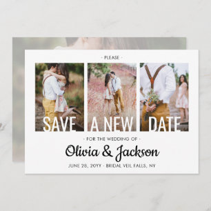 4 Photo Simple Modern Wedding Postponement Change Save The Date