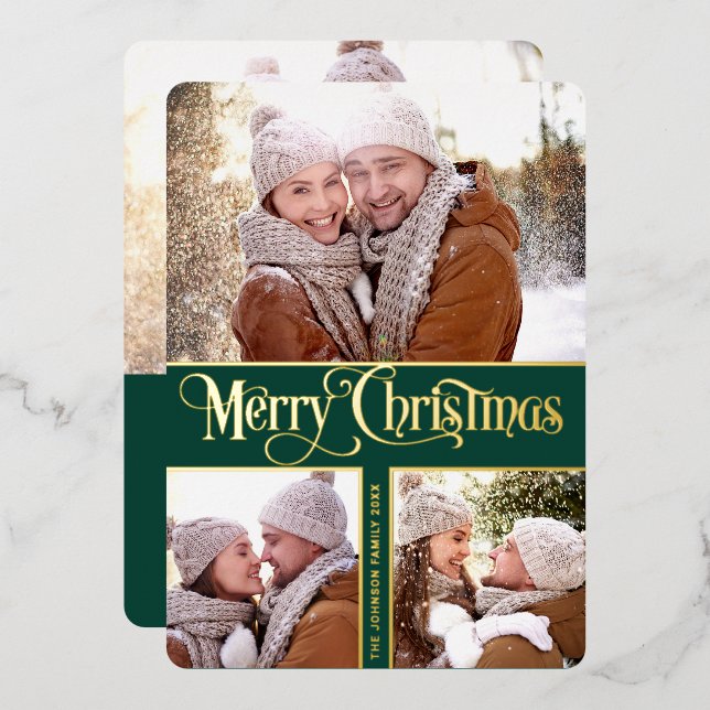 4 PHOTO Simply Elegant Sparkle Christmas Gold (Front/Back)