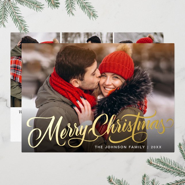 4 PHOTO Sparkle Merry Christmas Greeting Gold (Creator Uploaded)