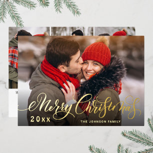 4 PHOTO Sparkle Merry Christmas Greeting Gold