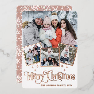 4 PHOTO Sparkle Merry Christmas Greeting Gold