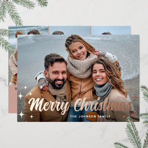 4 PHOTO Sparkle Merry Christmas Greeting Rose