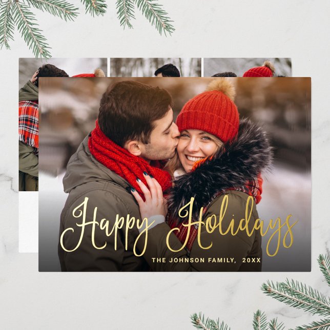 4 PHOTO Sparkle Modern Christmas Greeting Gold (Creator Uploaded)