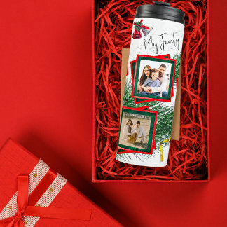 4 Photo Template Red And Green Christmas Thermal Tumbler