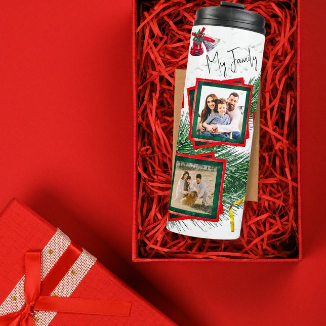4 Photo Template Red And Green Christmas  Thermal Tumbler (Creator Uploaded)