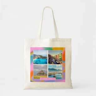 4 photo travel memories colourful modern beautiful tote bag