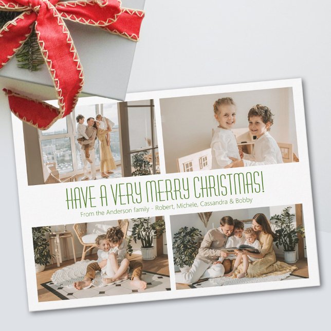 4 Photo Very Merry Christmas Holiday Card (Creator Uploaded)