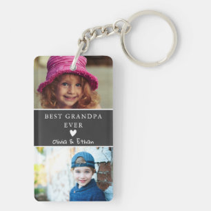 4 Photo We Love You Best Grandpa Ever Grey Key Ring