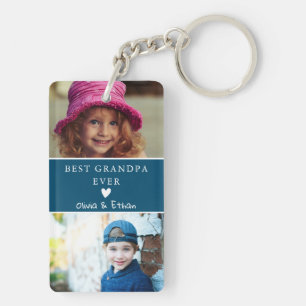 4 Photo We Love You Best Grandpa Ever Ocean Blue Key Ring