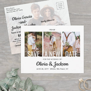 4 Photo Wedding Change the Date Postponed Plans Announcement Postcard