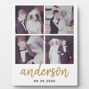 4 Photo Wedding Collage Handwritten Name Plaque