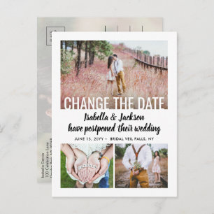 4 Photo Wedding Postponement Save the New Date Announcement Postcard