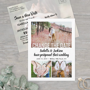 4 Photo Wedding Postponement Save the New Date Announcement Postcard