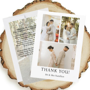 4 Photographs Personalised Wedding With Message Thank You Card