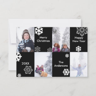 4 Photos Black Background - 3x5 Christmas Card